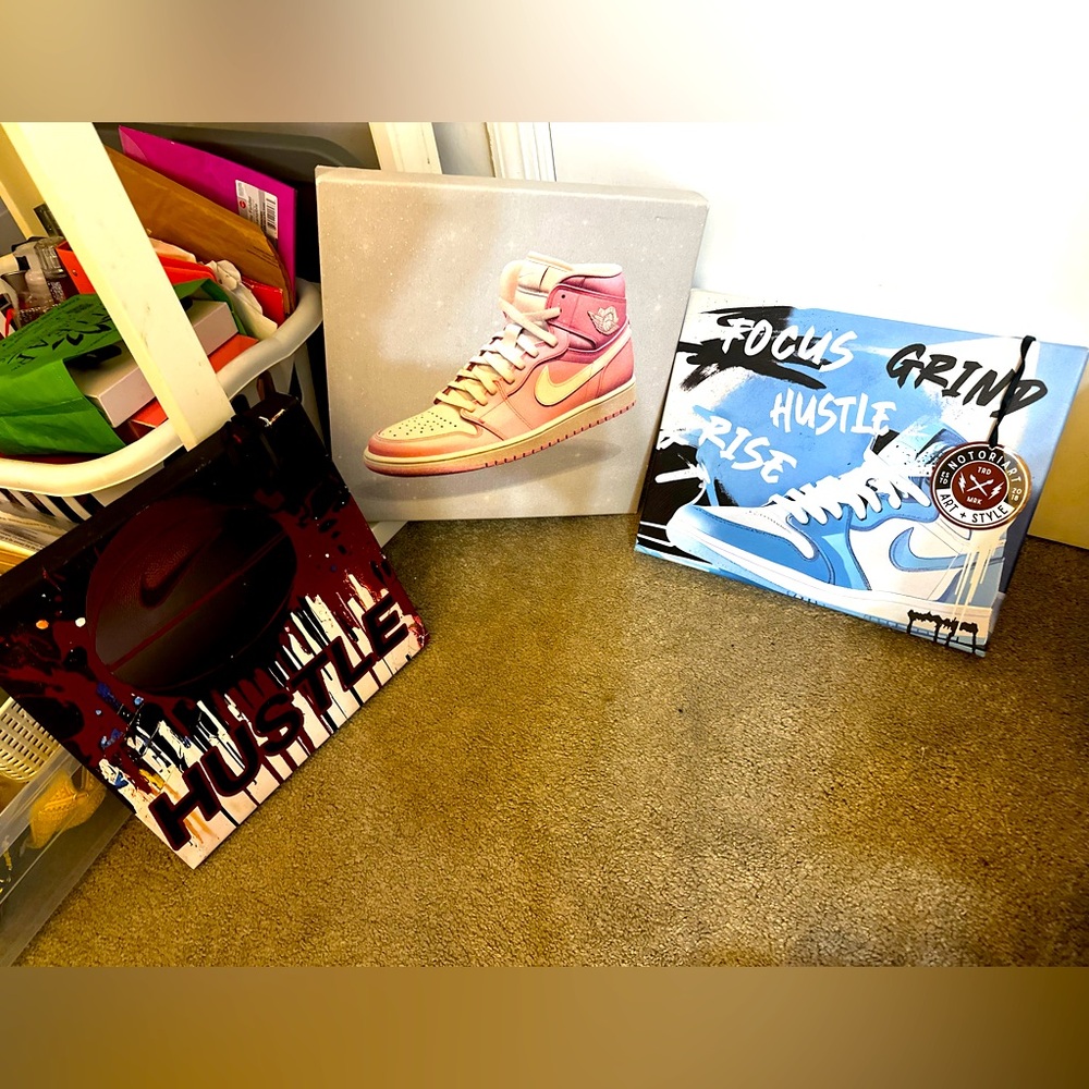 Nike Sneaker Art Canvas Trio - Pink, Blue, Multicolor